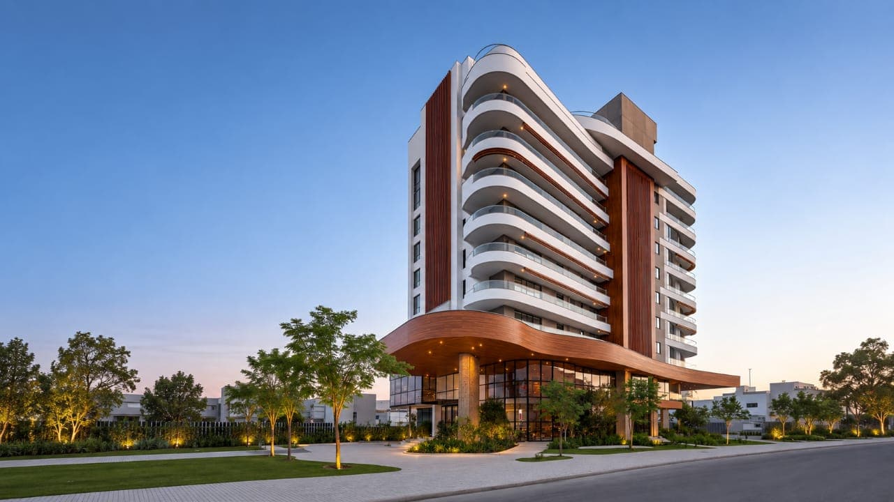 Othniel Ghana residential tower at golden hour